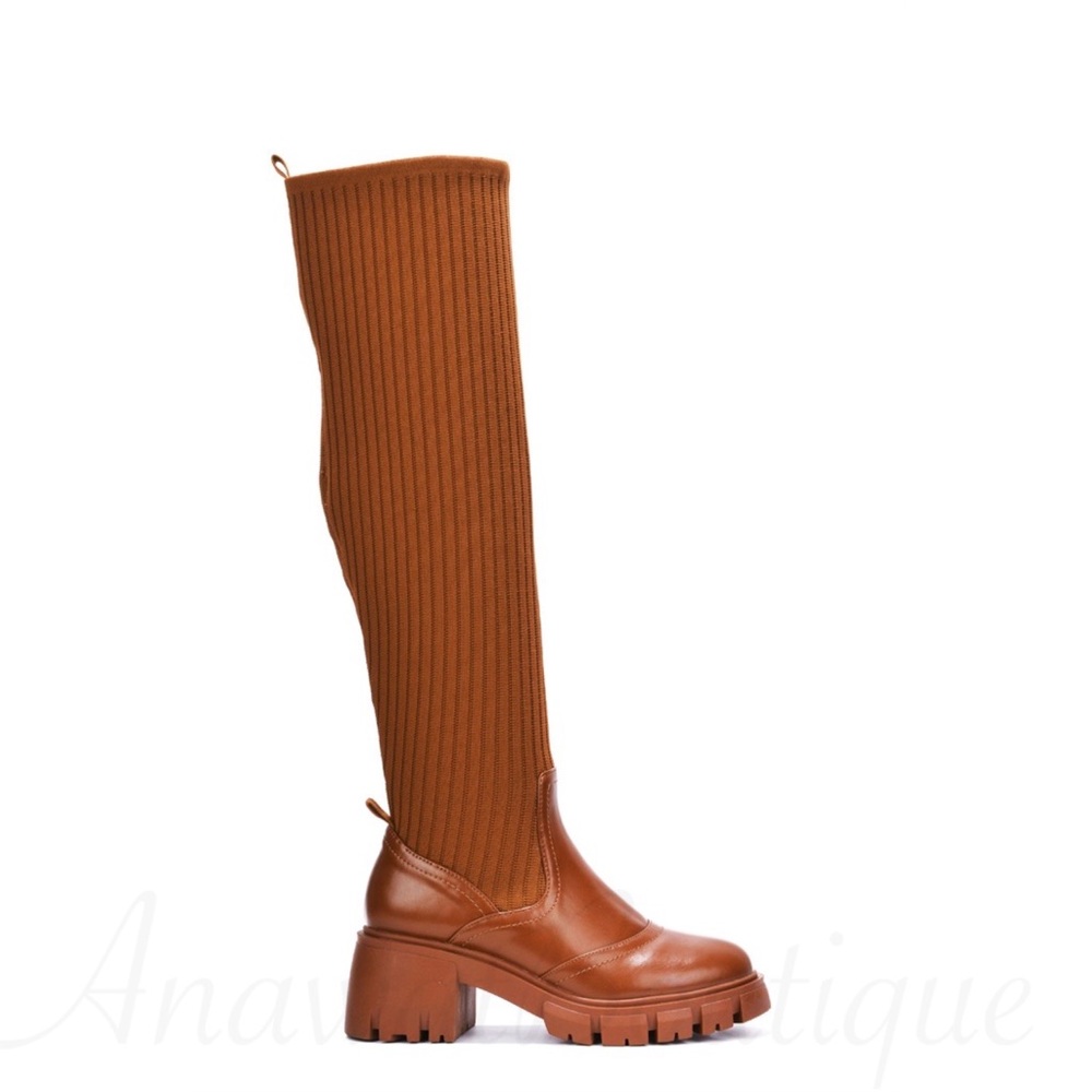 ASPEN KNITTED OVER THE KNEE  HIGH LONG SOCK BIKER BOOT - Picture 2 of 8